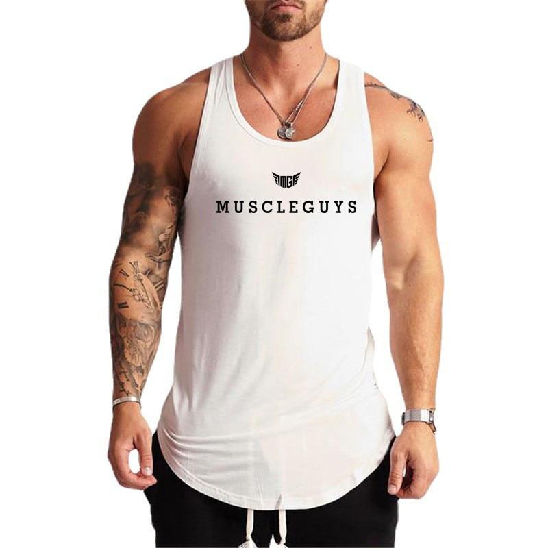 Do The Work  Brand Pure Cotton Bodybuilding Fitness Workout Gym Sports Mens Slim Fit Summer Fashion Casual Printed O-neck Tank Top