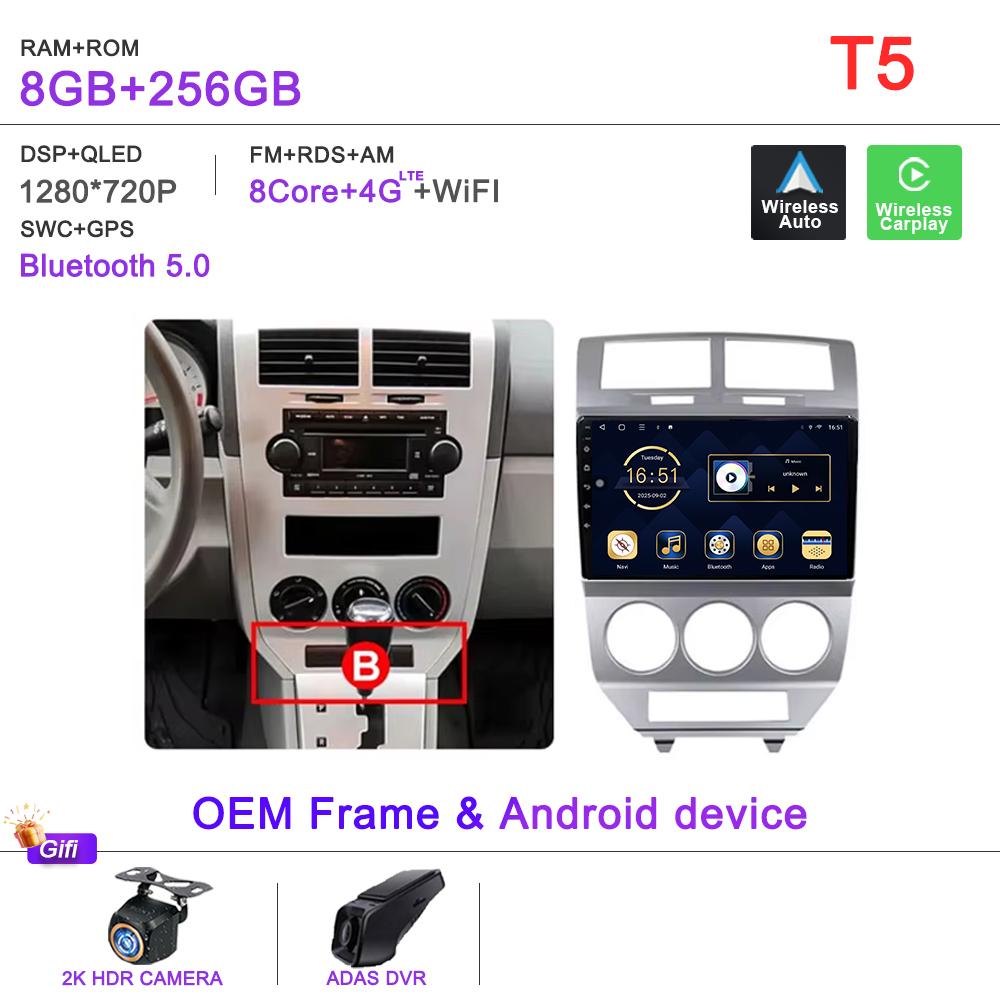 Android 16 Radio For Dodge Caliber Jeep Compass 1 MK Patriot 2006 - 2010 Multimedia Player Stereo Head Unit GPS Navigation HDR