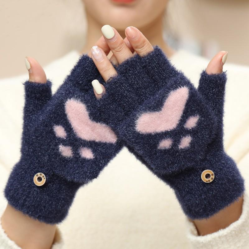 Knitted Wool Plush Touchscreen Cycling Gloves - Warm, Non-Slip, Breathable, Windproof, and Wear-Resistant for Winter Outdoor Use