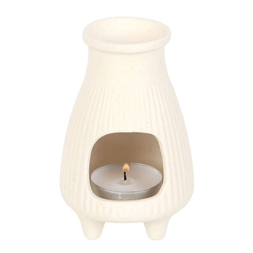 Something Different Greige Ribbed Incense Holder
