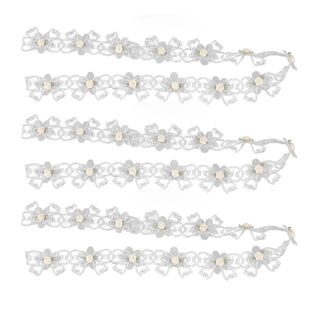 3 Roll Vintage Floral Lace Ribbon White Bow Flower Sewing Trim Material Dress Embellishment