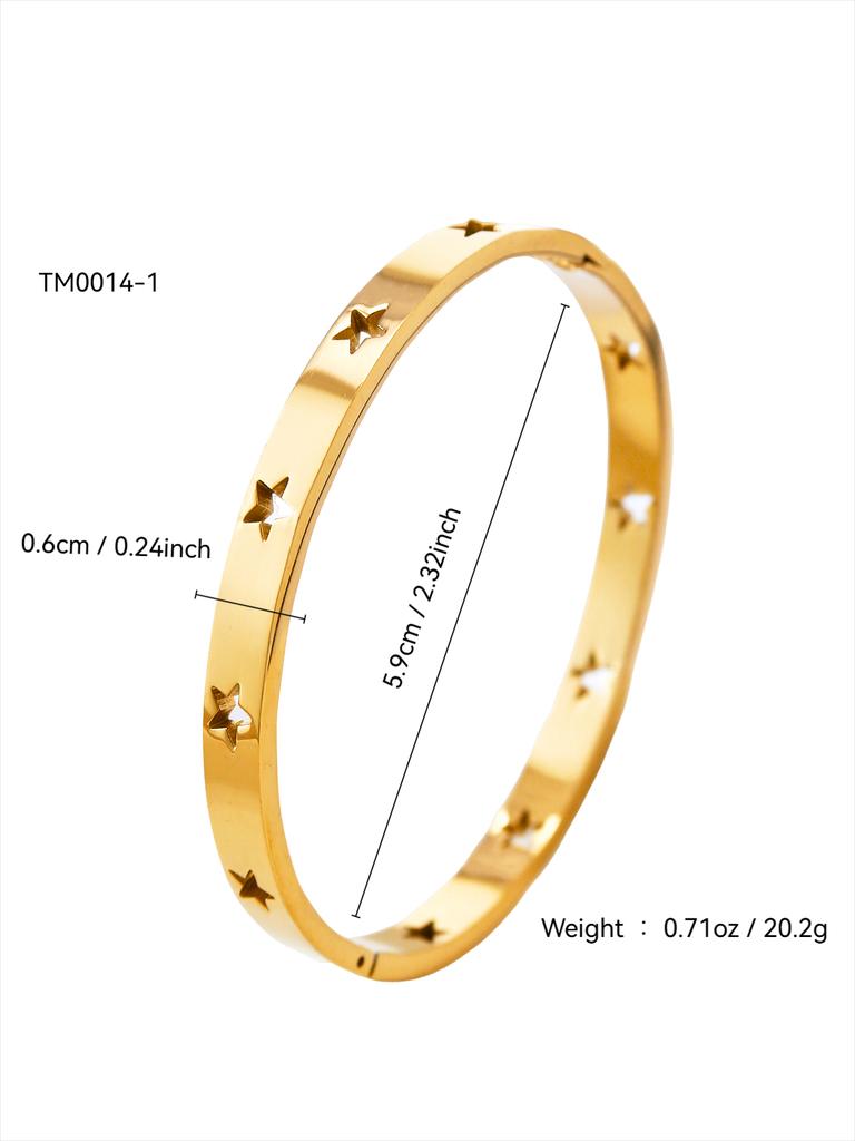 Light Luxury Simple 18k Gold Plated Stainless Steel Star, Sun, Heart with Zirconia Bracelet, Women's Carabiner Bracelet