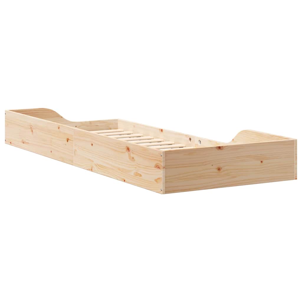 Brown Bed Frame 100 X 220 Cm Solid Pine Wood