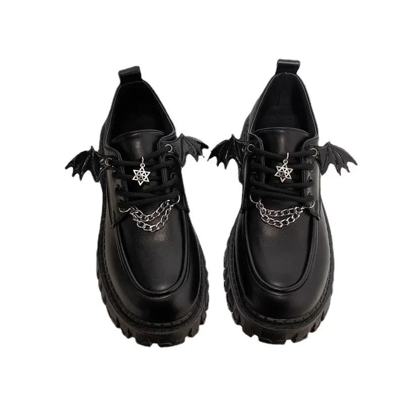Chain Platform Lolita Gothic Shoes Woman  Spring College Style Patent Leather Pumps Women Japan School Uniform Shoes