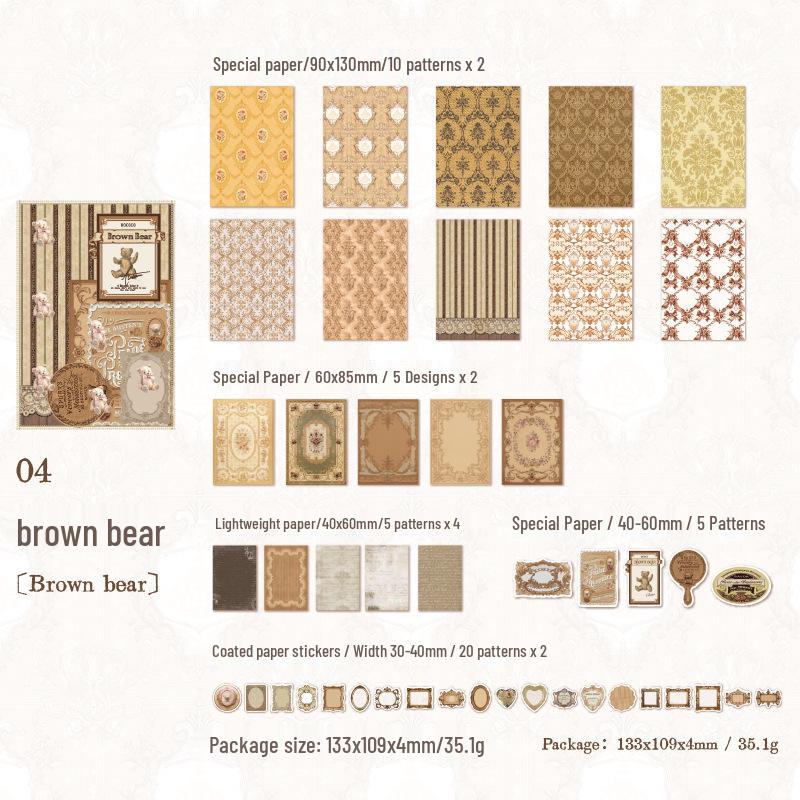 Rococo Retro Journal Pack - 100 Sheets, Varied Materials & Sizes, Large Capacity, DIY Stickers