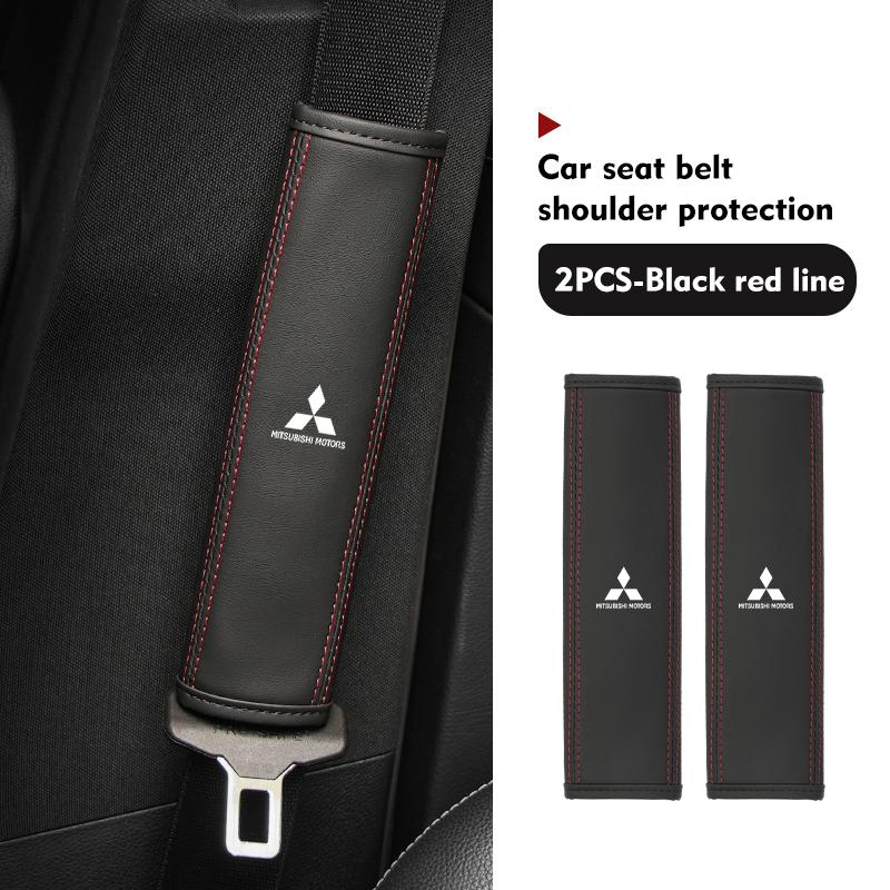 Leather Car Seat Safety Belt Soft Protector Shoulder Strap Pad Auto Accessories For Mitsubishi Lancer ASX Pajero Mirage Attrage