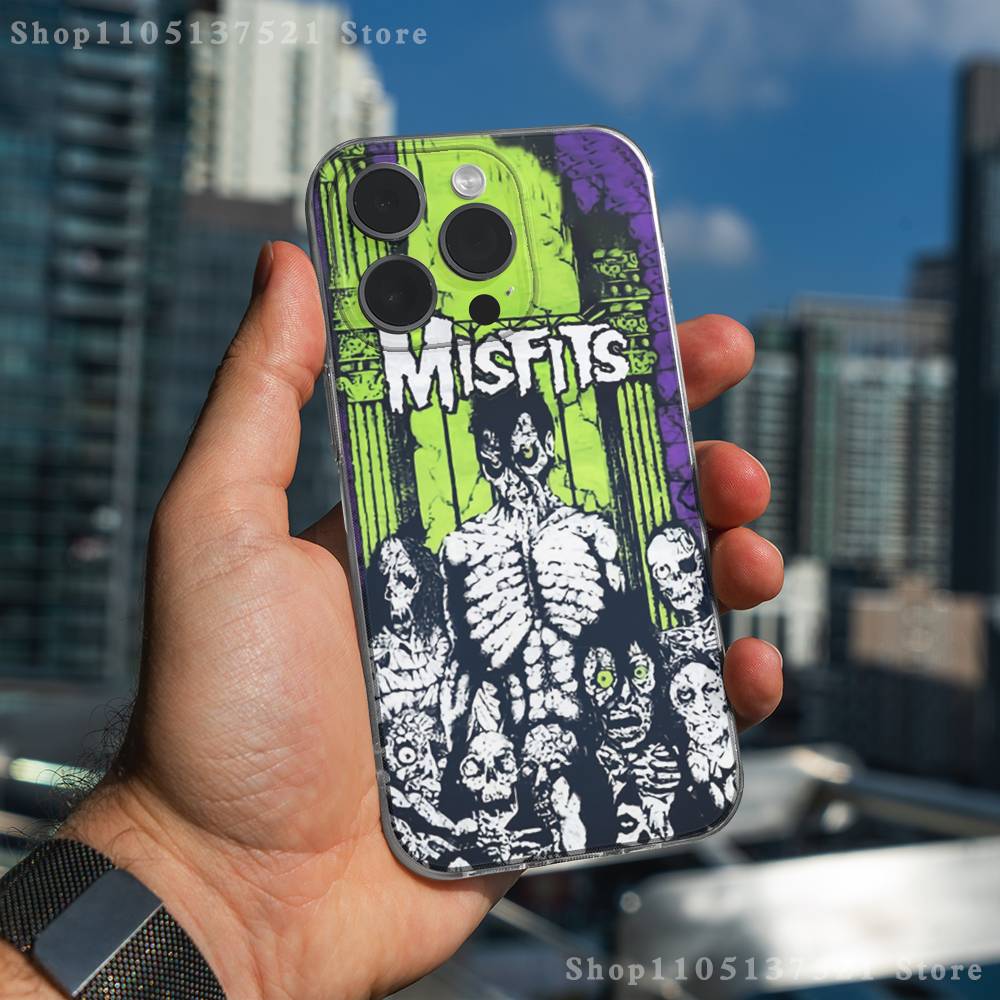 M-Misfits Rock Phone Case For iPhone 17,16,15,14,13,12,11 Pro,Max,Plus,XR,Mini,E Clear Full-coverage Soft Cover