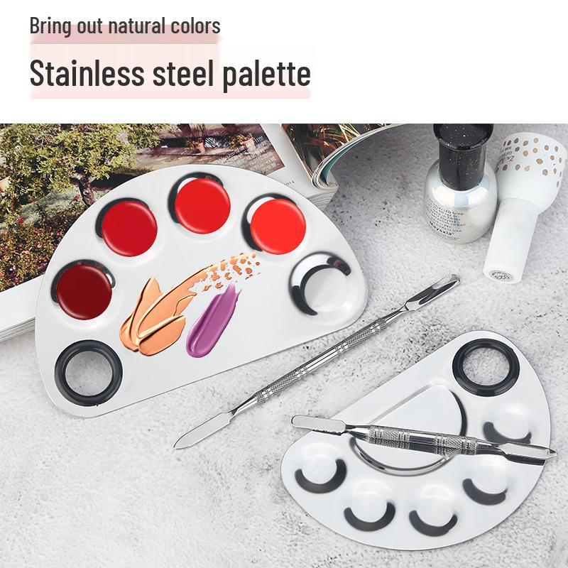Stainless Steel Makeup Mixing Palette Ring for Professional Artists - Foundation & Lipstick