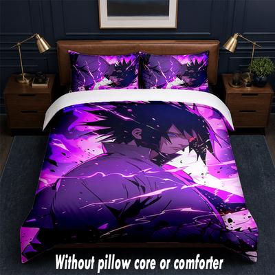 Diseño de Sasuke Uchiha Juego de Ropa de Cama 1 Funda Nórdica + 2 Fundas de Almohada Suave Transpirable Ropa de Cama para el Hogar