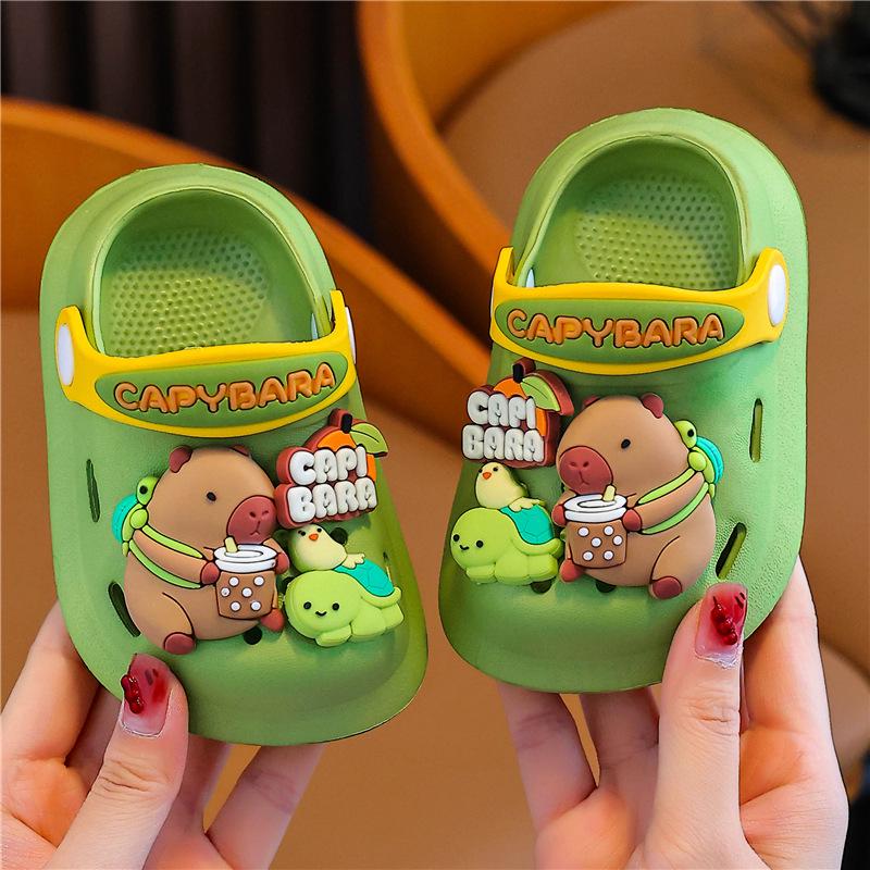 Capybara Boys' Closed-Toe Summer Sandals: Non-Slip Indoor Baby Shoes with Soft Soles.