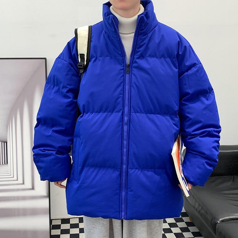 Winter New Stand-up Collar Simple Sports Thickened Warm Cotton Clothes Solid Color Couple Loose Trend Cotton Coat