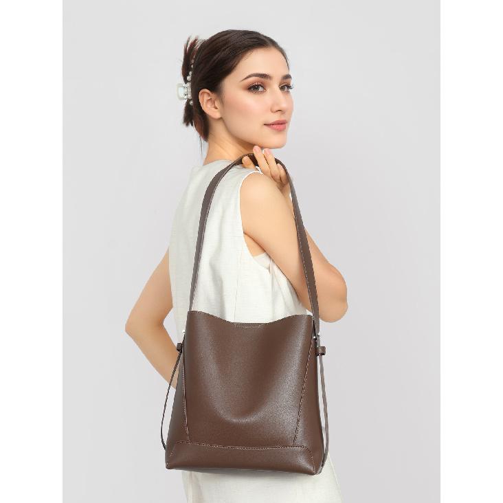 Large Bag for Women, Autumn and Winter New Style, Versatile Genuine Leather Crossbody Bag, Large Capacity Commuter Bucket Bag