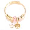 New Trendy 4 Colors Heart Shape Painted Pendant Closure Beaded Bracelet Golden Stainless Steel Women Bracelet Charm Jewelry