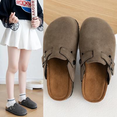 Jungen-/Mädchen-Kork-Clogs Schuhe Flache Geschlossene Zehen Dickbesohlige Hausschuhe für Kinder Outdoor Lässige Mädchen-Flachhausschuhe Zapatos De Mujer