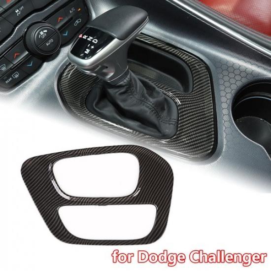 Center Console Gear Shift Panel Cover Trim for Dodge Challenger 15+ Carbon Fiber