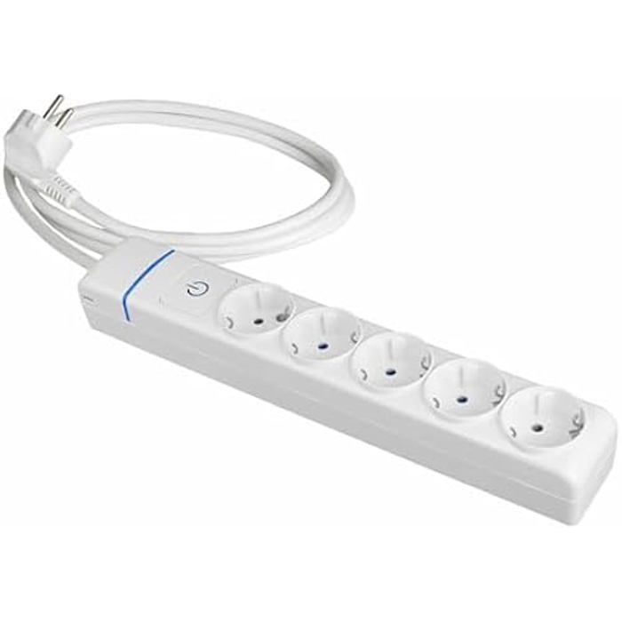 Stikkontaktlist - SOLERA - 5 stikkontakter - Bryter - 1,5 m kabel - 250V 16A