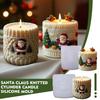 Santa Claus Knitted Cylinder Candle Silicone Mold Relief Santa Mold Claus Cylindrical Candle Mould Aromatherapy Gypsum Chri J8D3