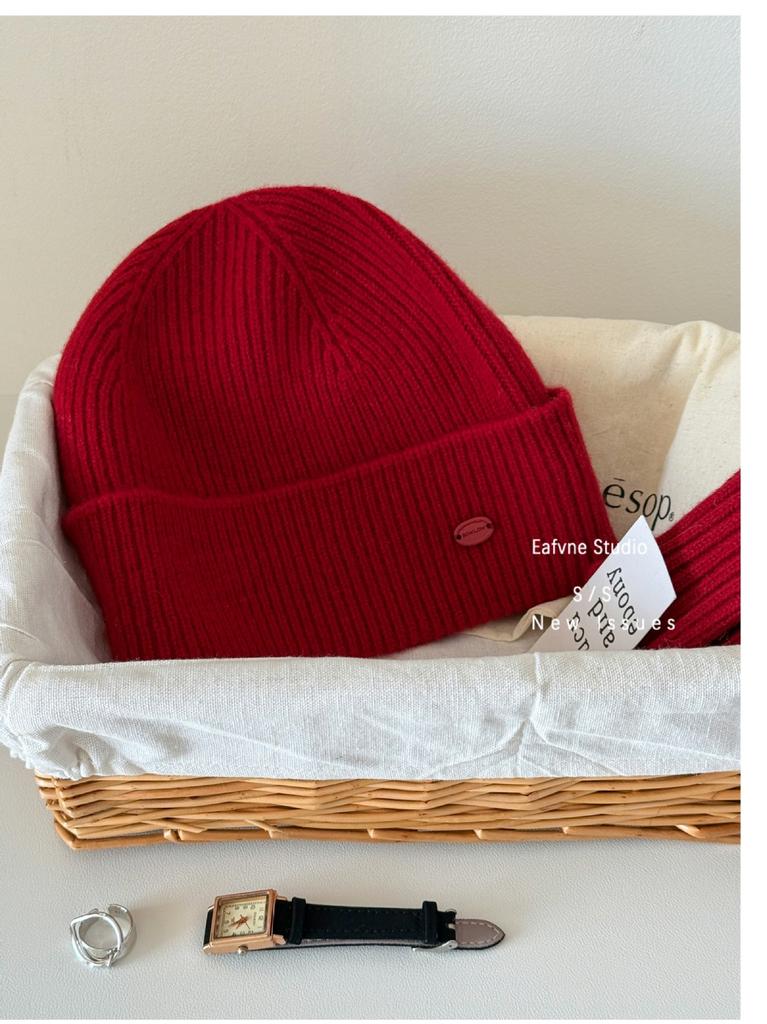 High quality% Australian wool solid color hat scarf gloves three-piece winter warm knitted suit women