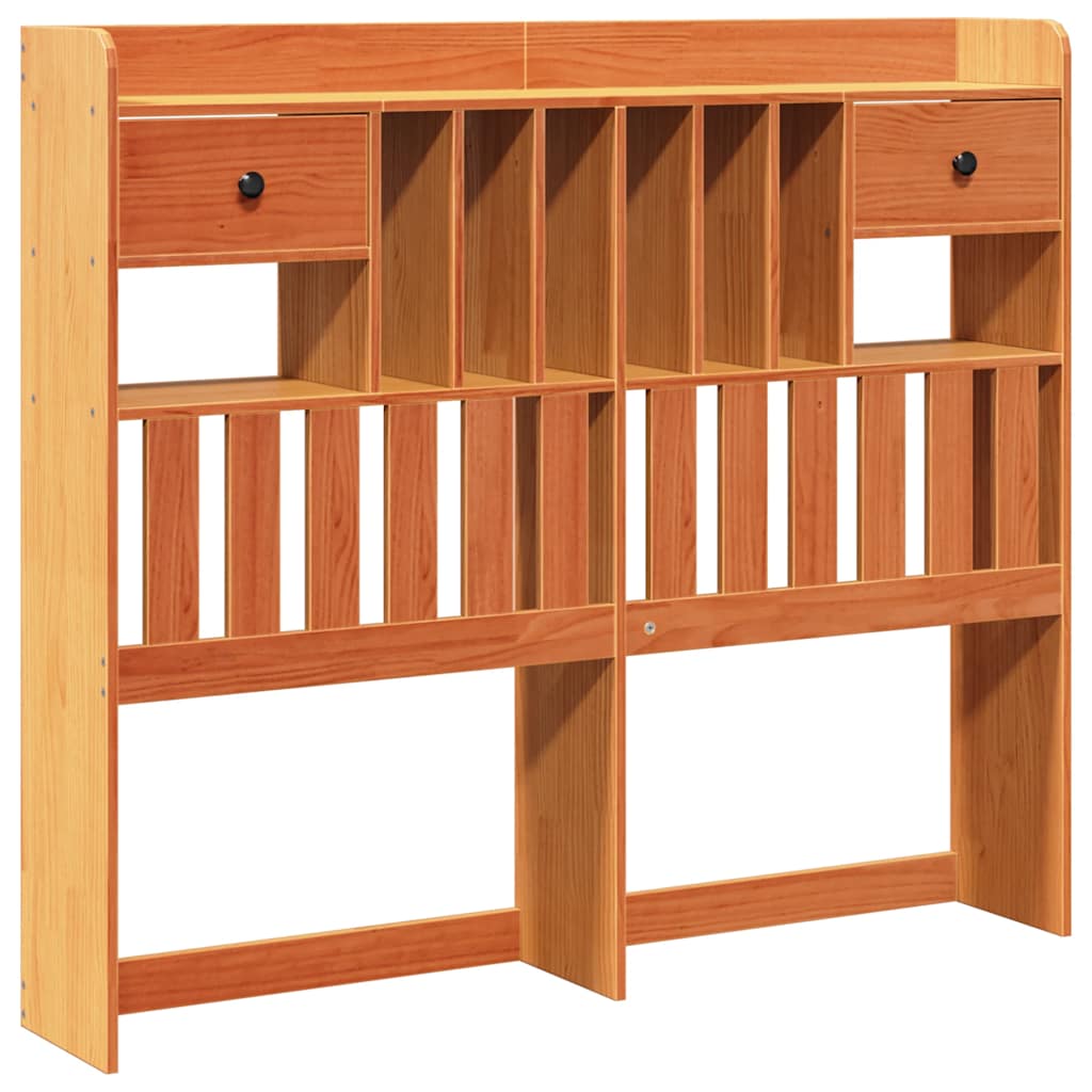 Solid Wood Bed with Shelf Without Mattress Wax Brown 150 x 200 cm