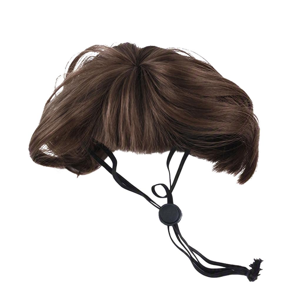 Dog Cat Costume Wig Elastic Headband Adjustable Wavy Curly Synthetic Fiber Halloween Cosplay Pet Wig