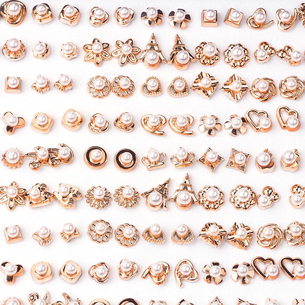 Korean 100-Pair Plastic Boxed Earrings Set - Soft Clay Drip Design, Diamond Glue Needle, Anti-Allergic.