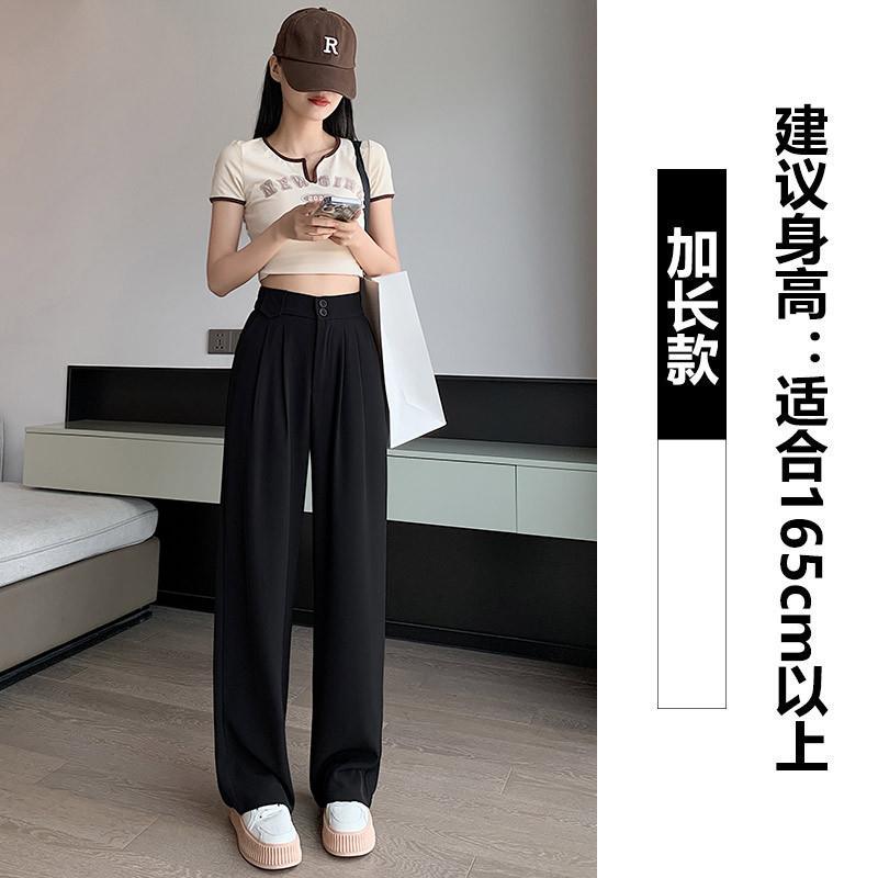 Black Suit Pants Women's Spring and Summer New Casual Small Narrow Version Thin Wide-leg Pants Advanced Drape