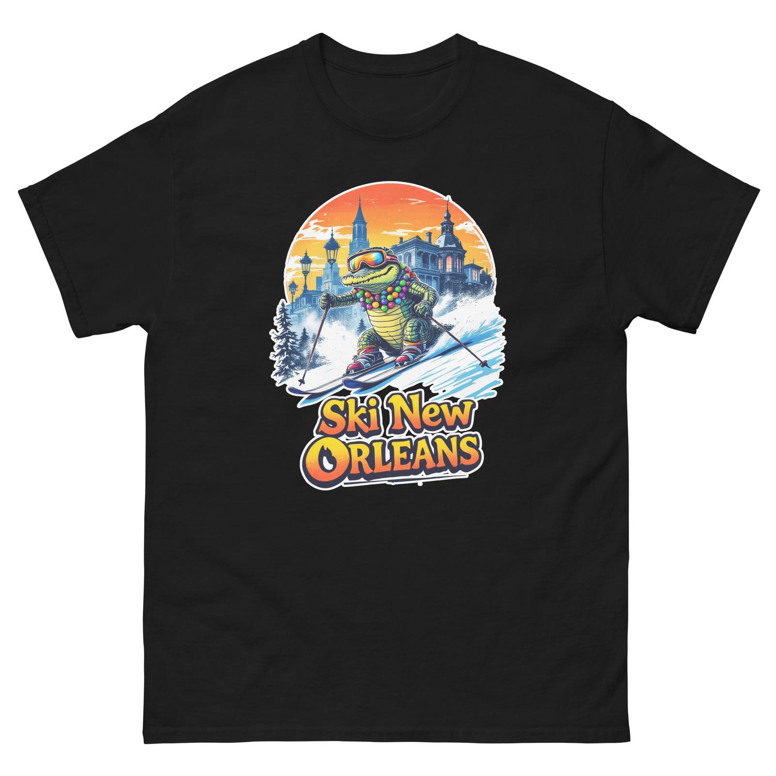 Ski New Orleans Alligator Skiing Skier Animal T-Shirt S