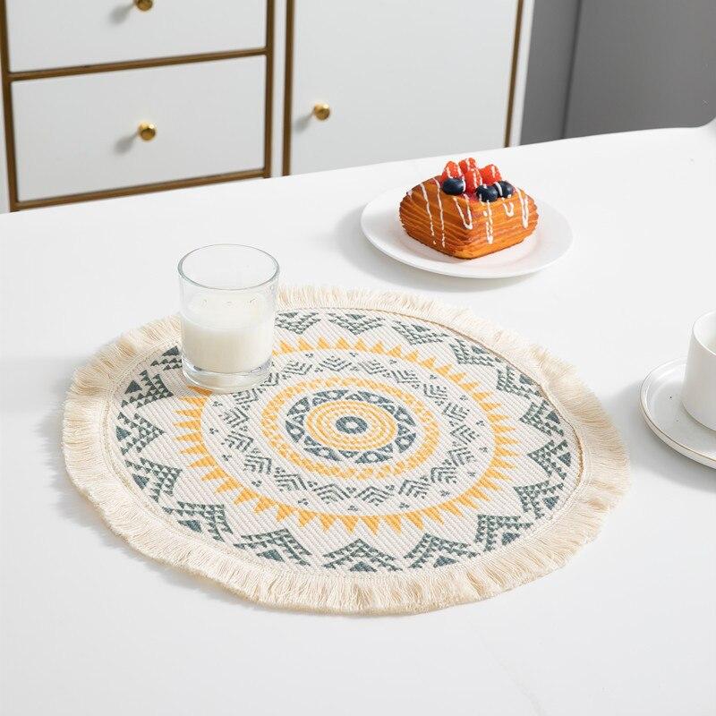 

Богемная подушка, круглый коврик, скандинавский противообжигающий теплоизоляционный коврик для стола, тарелка для стейка, креативный универсальный коврик для ресторана, YSL