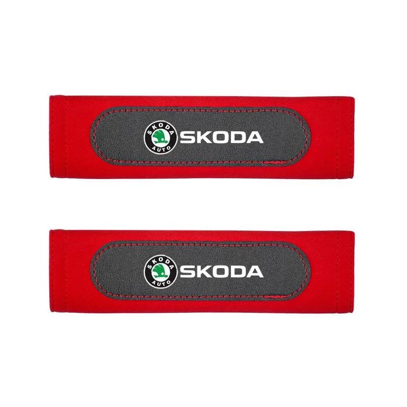

Car Seat Belt Suede Shoulder Covers for Skoda Kodiaq Superb Kamiq Octavia 2 A7 Tour RS Fabia 2 1 Rapid Yeti Karoq Felicia Kodiak червоний
