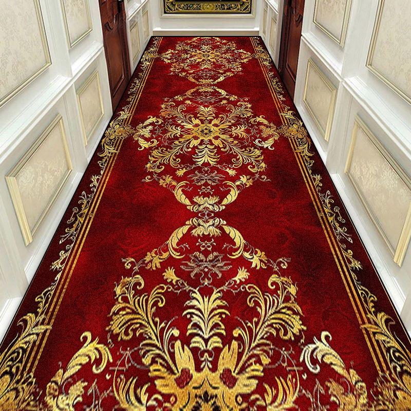 Gorgeous Retro European Long Corridor Carpet Hall Runner Decor Non-slip Washable Stairway Rugs Home Aisle Floor Mat Customizable