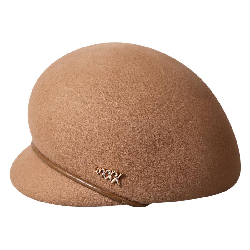Wool cap women's autumn and winter retro woolen felt hat fashionable foreign style versatile equestrian hat simple hat