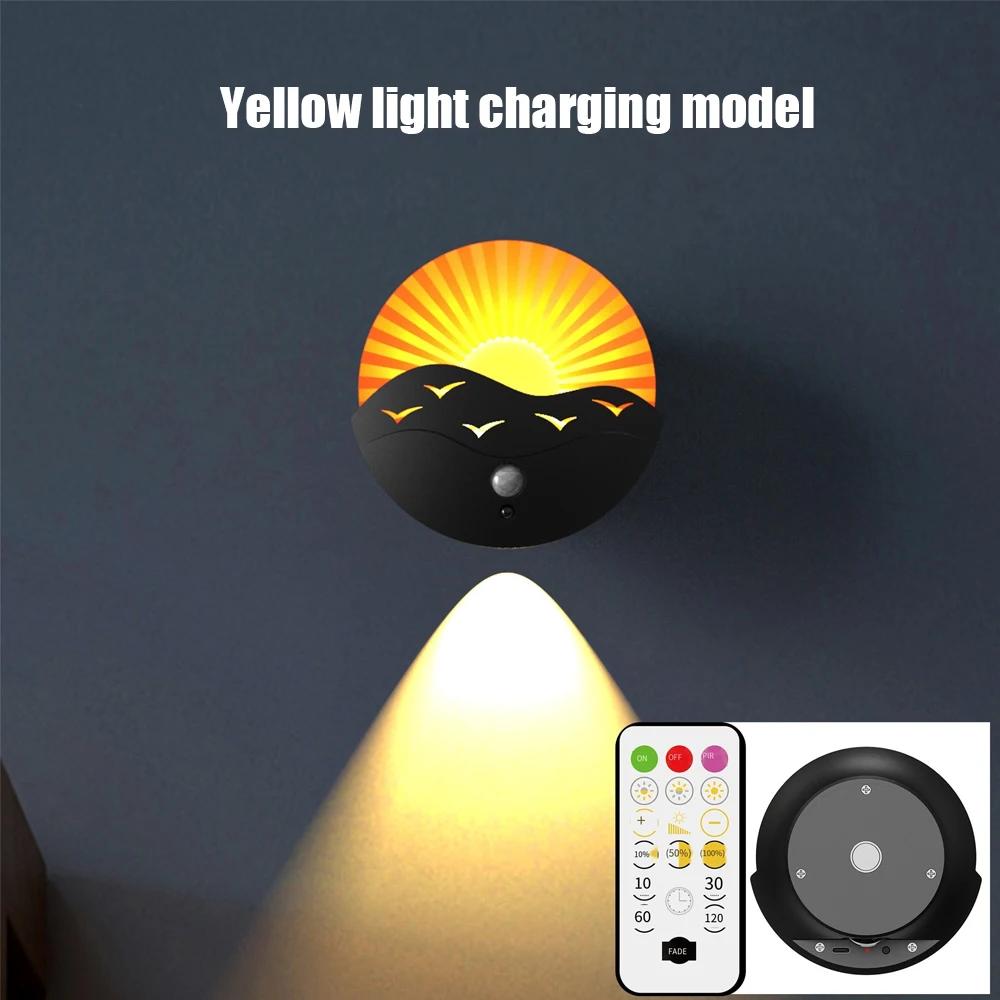 

1 шт. Ночник с пультом дистанционного управления, Атмосферный светильник для коридора, Датчик света для лестницы, Перезаряжаемый настенный светильник, Защита глаз, Мягкий свет Yellow Charging&charging style
