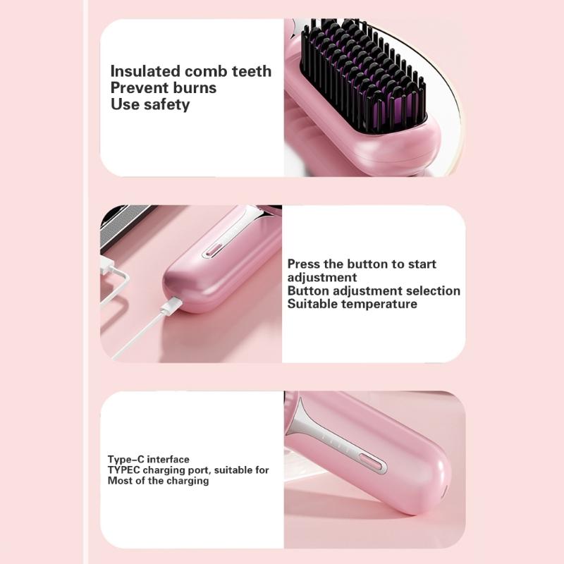 Fashion Hair Straightener Brush With Cordless And Rechargeable Hairdress Accesories Stylong Tool For Easy Use