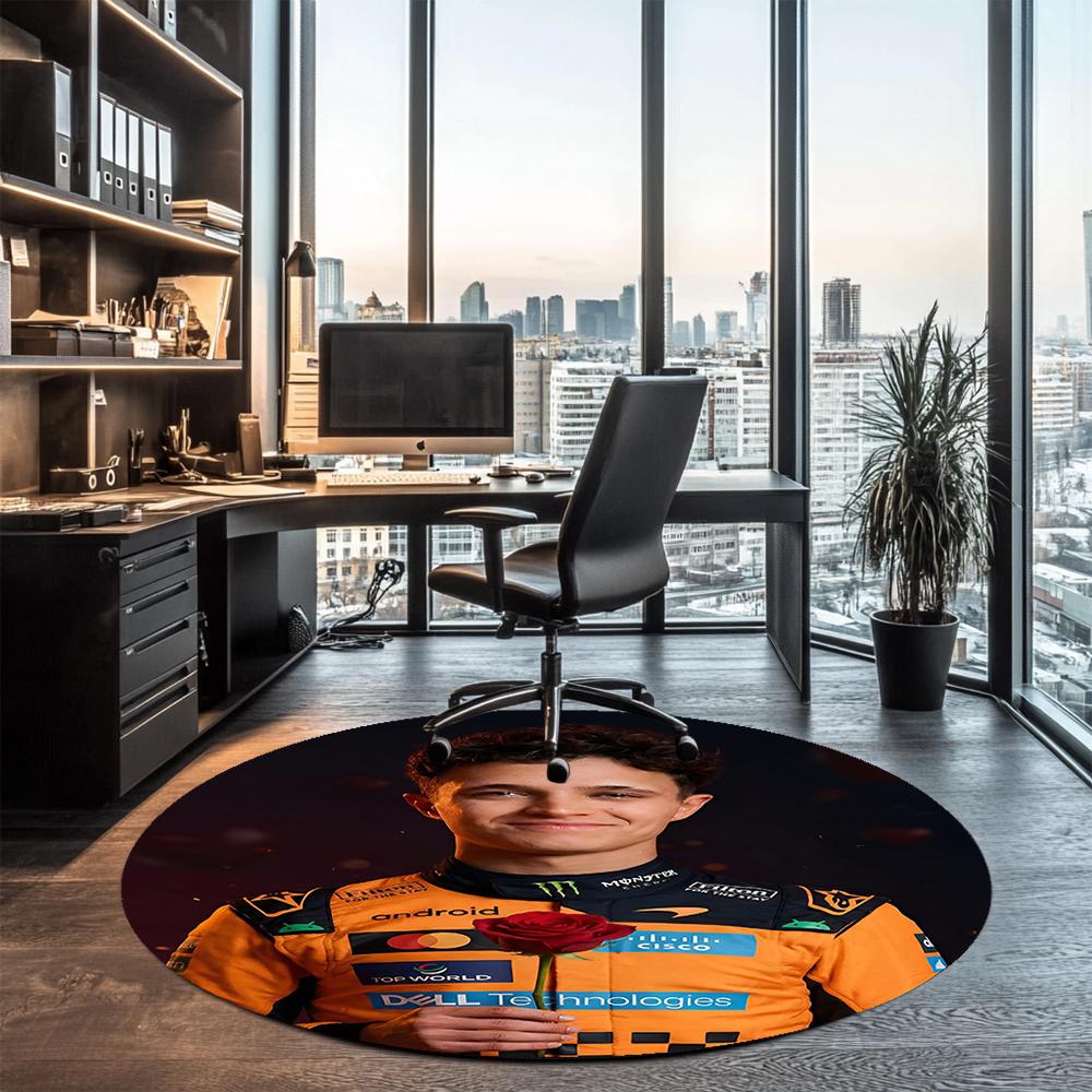 Lando Norris Printed Round Rug Carpet Chair Rug Area Rug Entryway Doormats,for Office Chair Living Room Bedroom Kitchen Room.