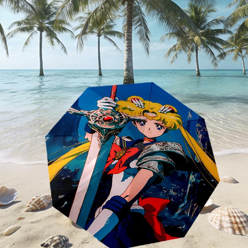 Sailor Moon Print Umbrella Automatic Opening/ Closing - Portable Foldable Design - Daily use for Travel/Outdoor - Gift for Birthday