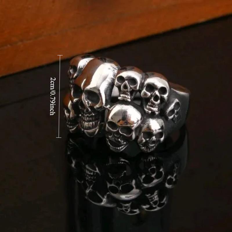 Stainless Steel Skull Open Ring For Men, Fashionable Hip-hop Jewelry Gift