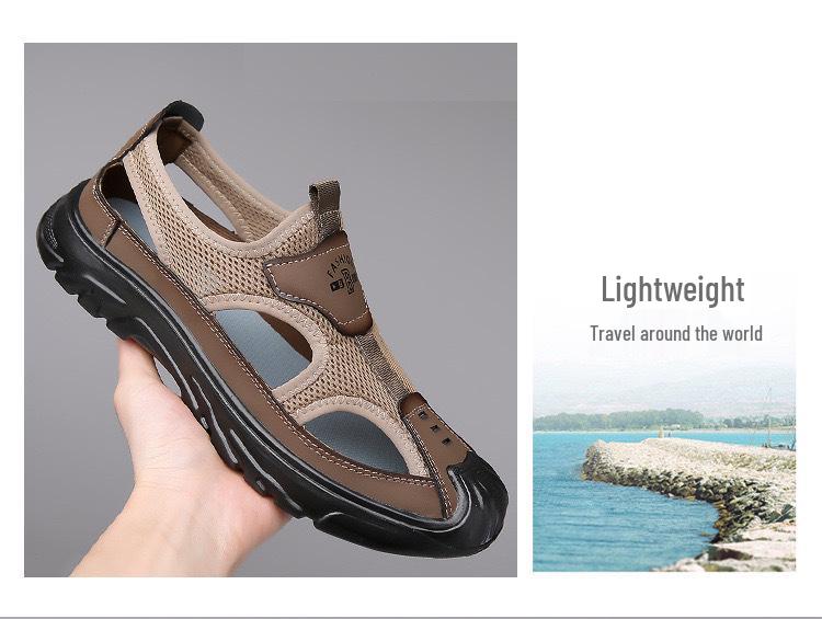 Herren Atmungsaktive Zehensandalen: Leichte, rutschfeste Mesh-Outdoor-Freizeitschuhe für Frühling & Herbst