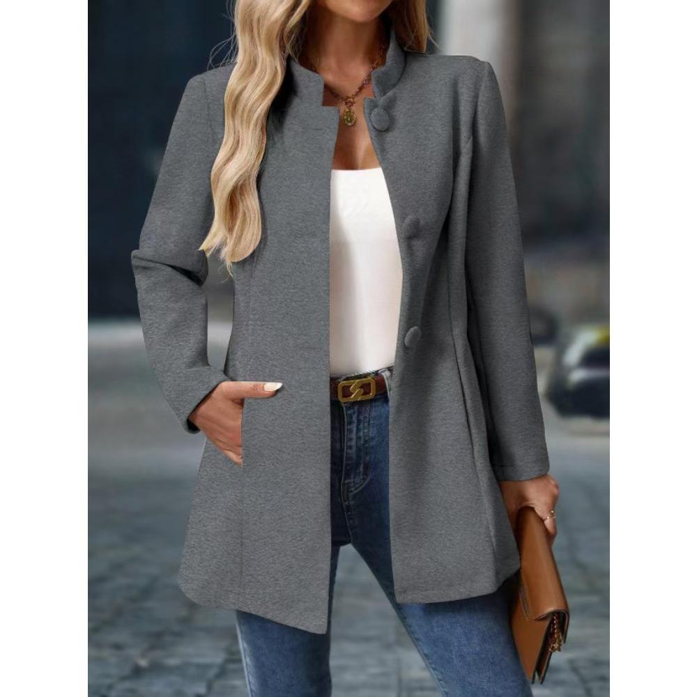 Damen Freizeit Rollkragen Lang Wollmantel Herbst und Winter Mantel