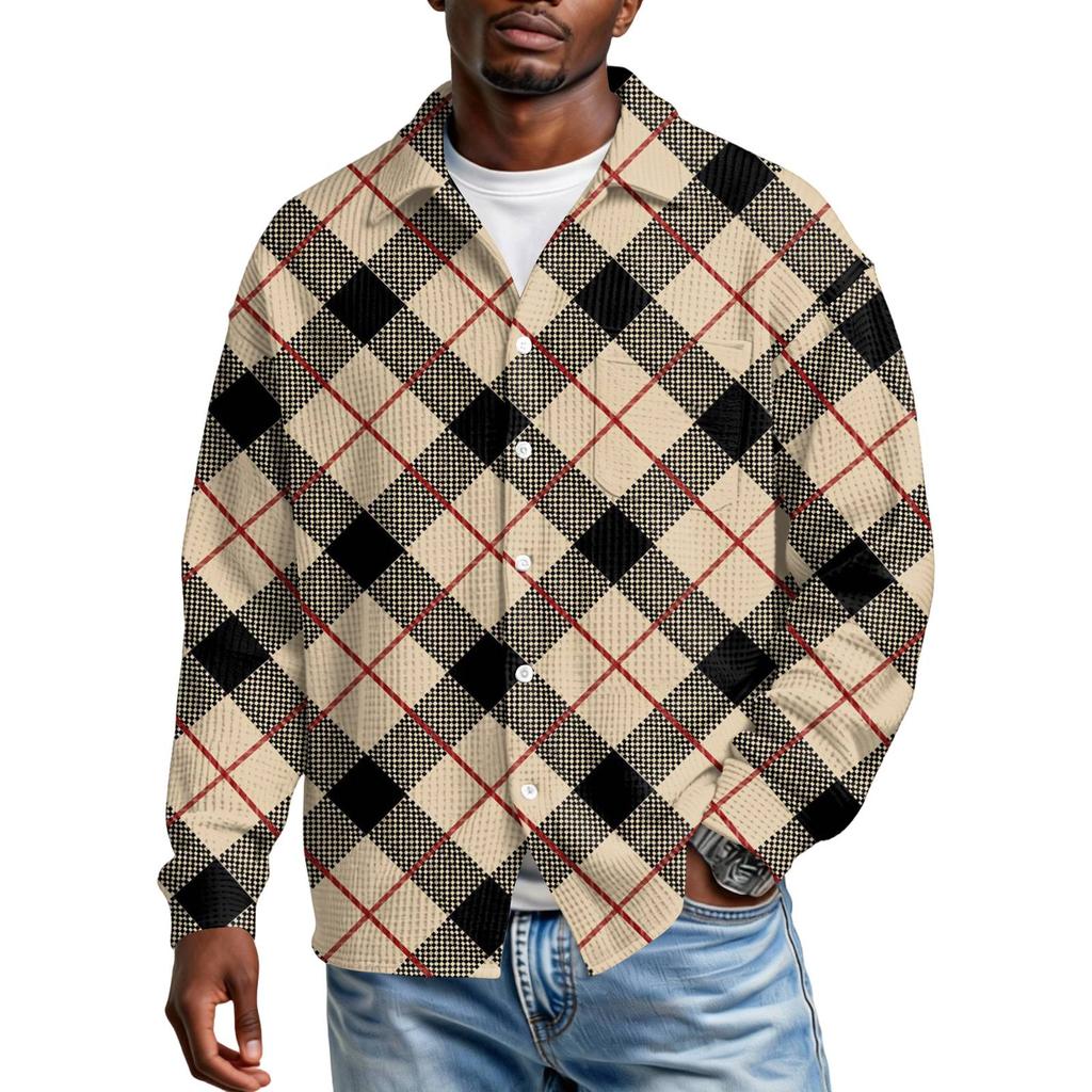Chemise Décontractée à Boutons et Manches Longues pour Homme avec Poche