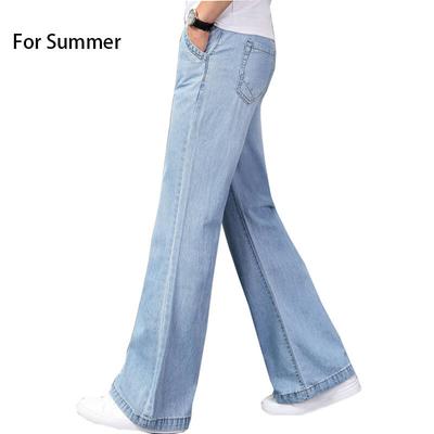 Pantaloni largi de vară, subțiri, cu talie mijlocie, pantaloni largi, blugi evazați pentru bărbați