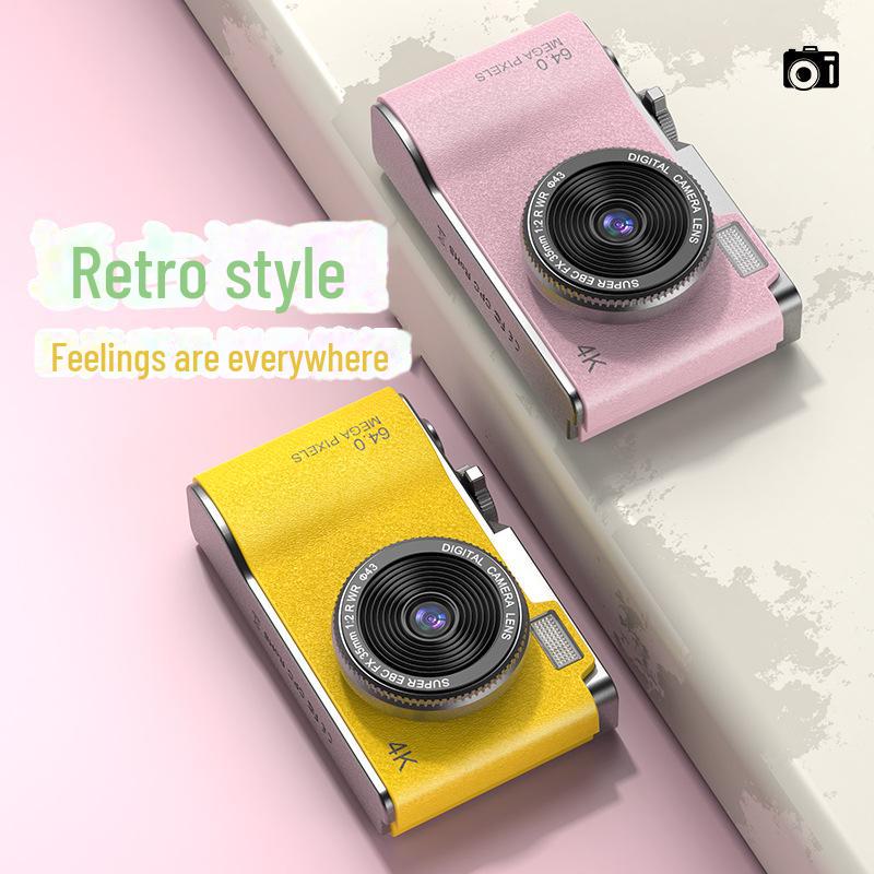 Retro Style 4K HD Dual Camera: Trendy Portable Digital Camera for Students