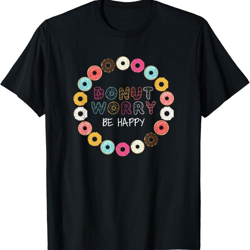 Donut Worry Be Happy Funny Kids T Shirt - Men s Summer Cotton Graphic Tee S разноцветный