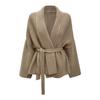 Women's Jacket Short Casual Lapel Waist Strap Solid Color Knitted Cardigan Sweater Jacket Knit Long Cardigan