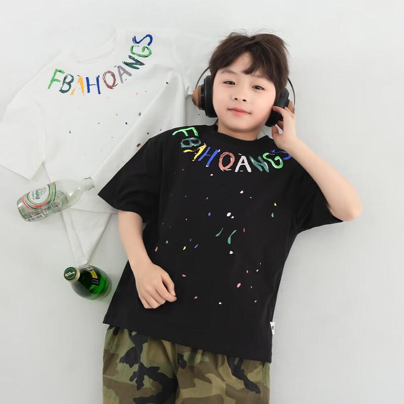 DuoDuoJia Boys  Cooling Letter Print Short Sleeve T-Shirt 150