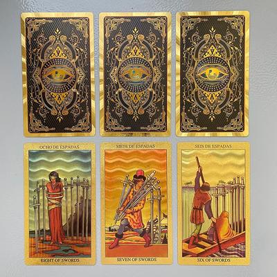 Jeu de Tarot Doré pour Travailler avec Guide Livre Prophète Cartes Oracle Divination Fortune Telling Classique 78 Cartes 12X7Cm