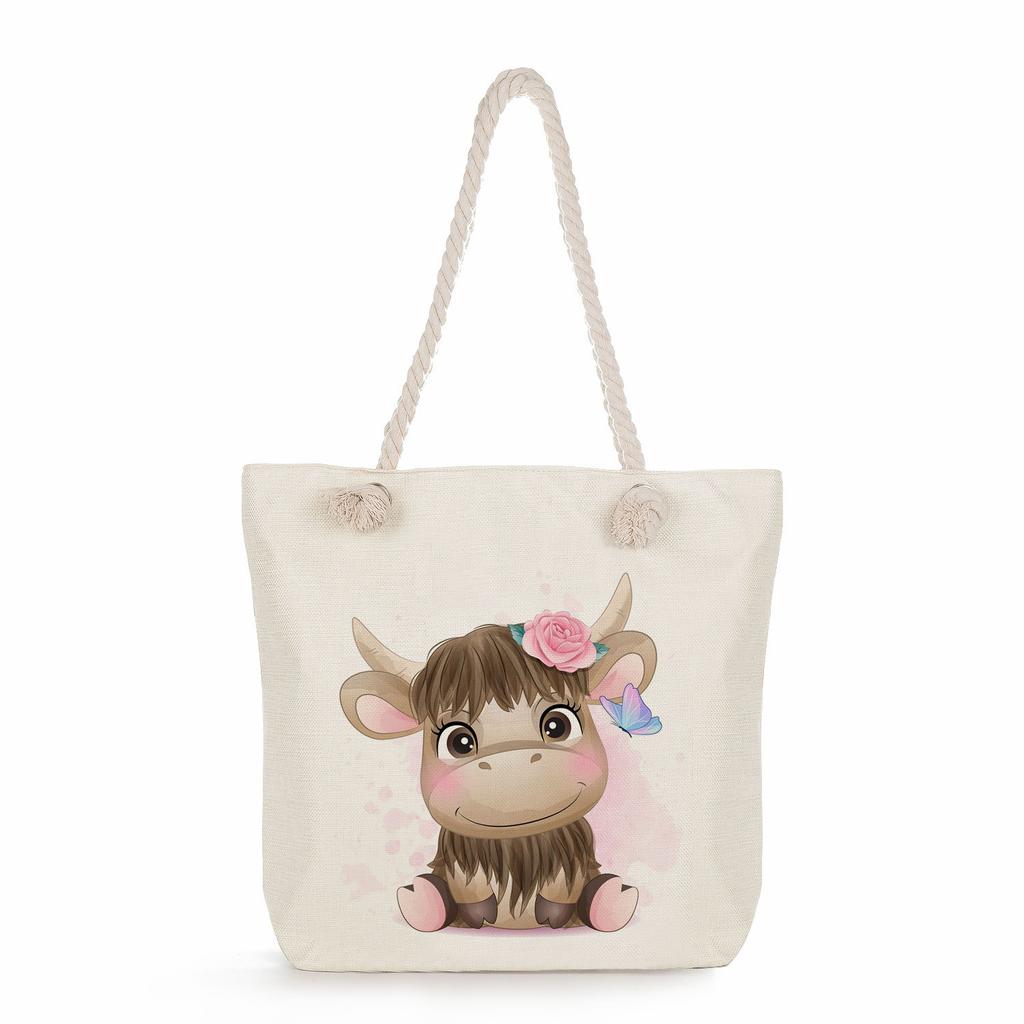 Animal print thick rope single-shoulder beach bag 7286 CLE