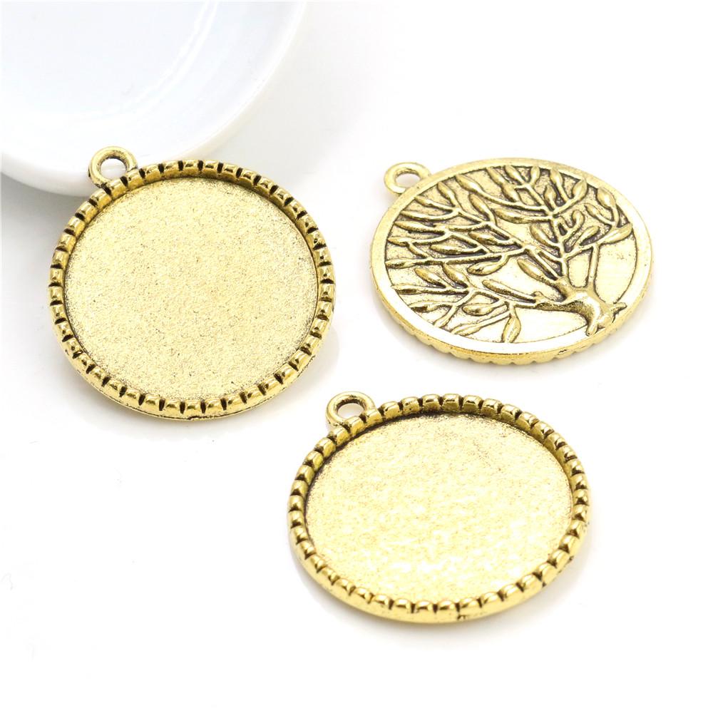 5pcs 25mm Inner Size Pendant Cabochons Blank Base Setting Bezel Tray Alloy DIY Jewelry Making Accessories for Necklace Keychains