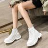 Women's White High-Top 2022 Genuine Leather Platform Casual Sneakers