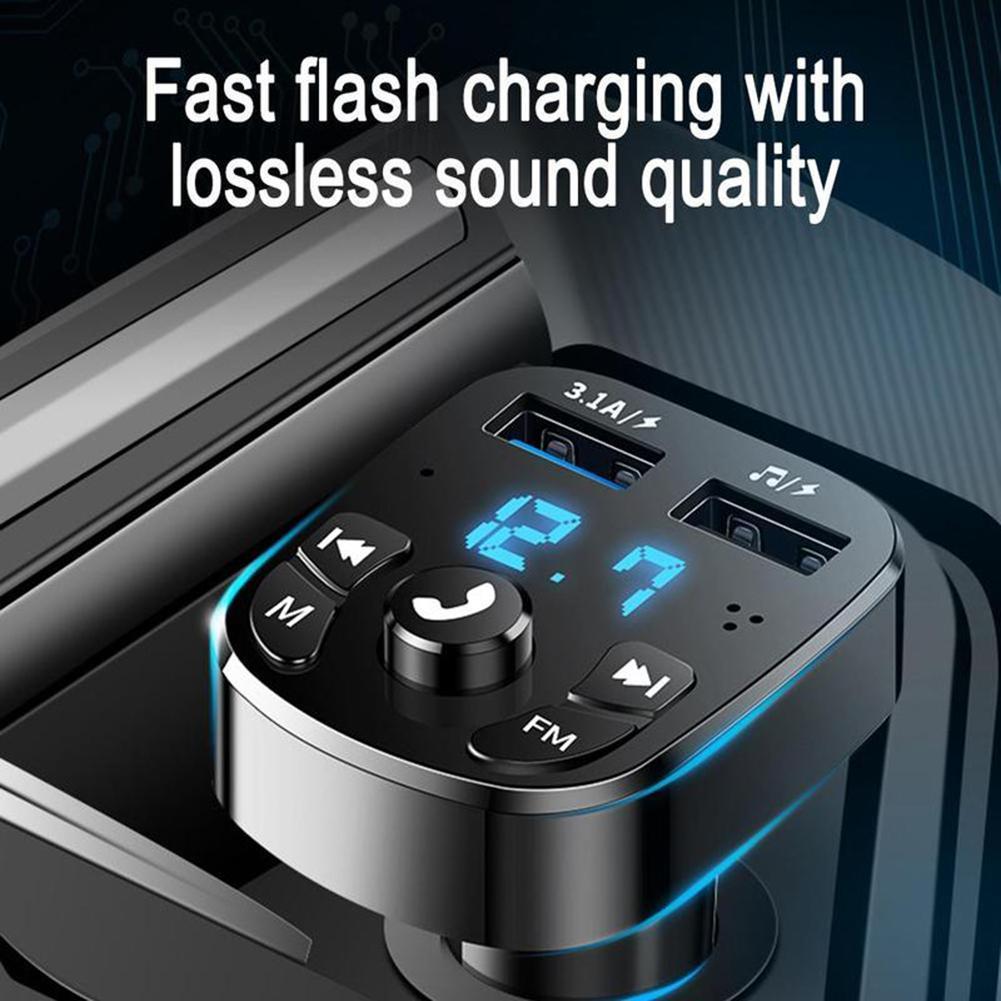 Audio MP3 Player Wireless FM Transmitter Car Charger Bluetooth-Compatible Hands-Free Calling Digital Display Car Radio Modulator