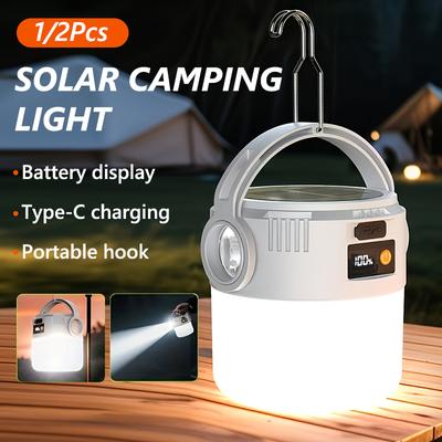 Solar Light Bulb Camping Light LED Solar USB Rechargeable Flashlight Tent Hanging Bulb For Outdoor Camping Supplies